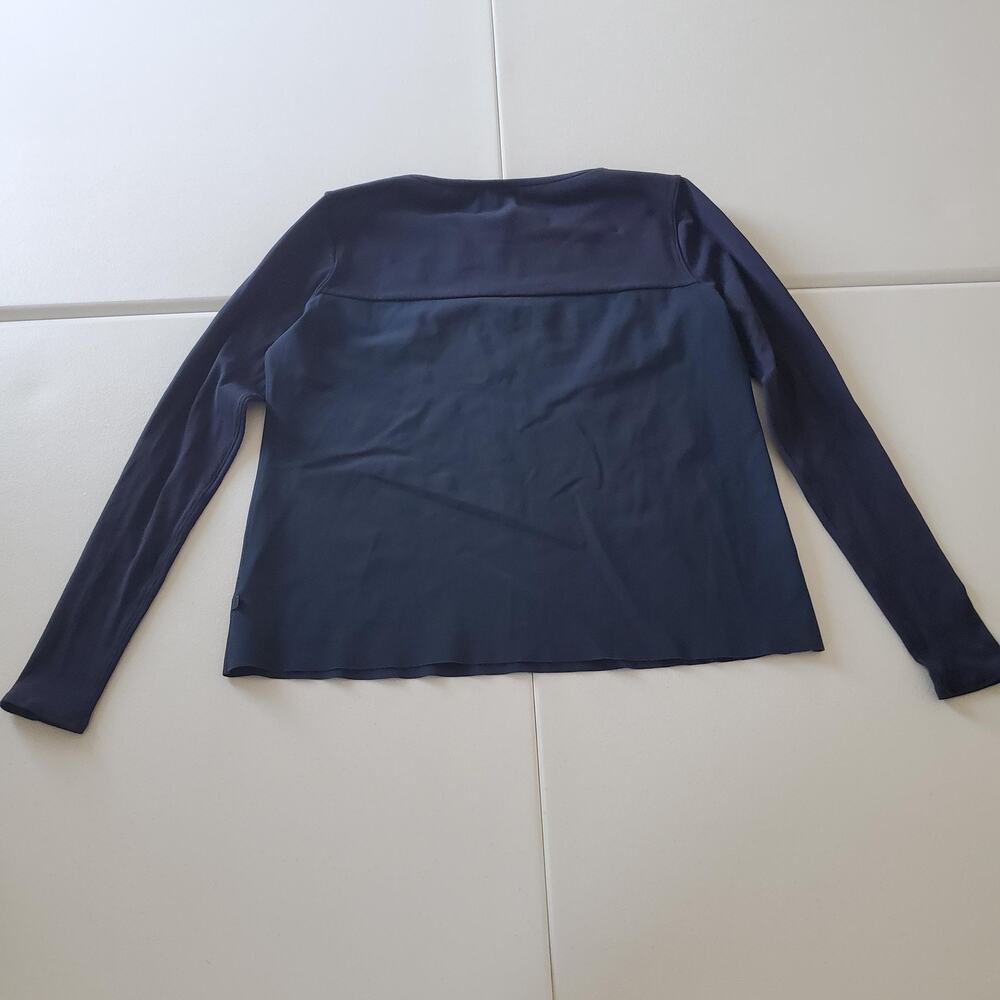 Lululemon Shirt Womens Medium Navy Blue Long Sleeve Ribbed Panel Athletic Top - Picture 2 of 7